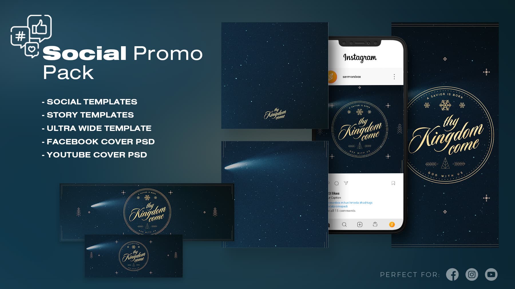 Social media promo pack templates for Thy Kingdom Come.