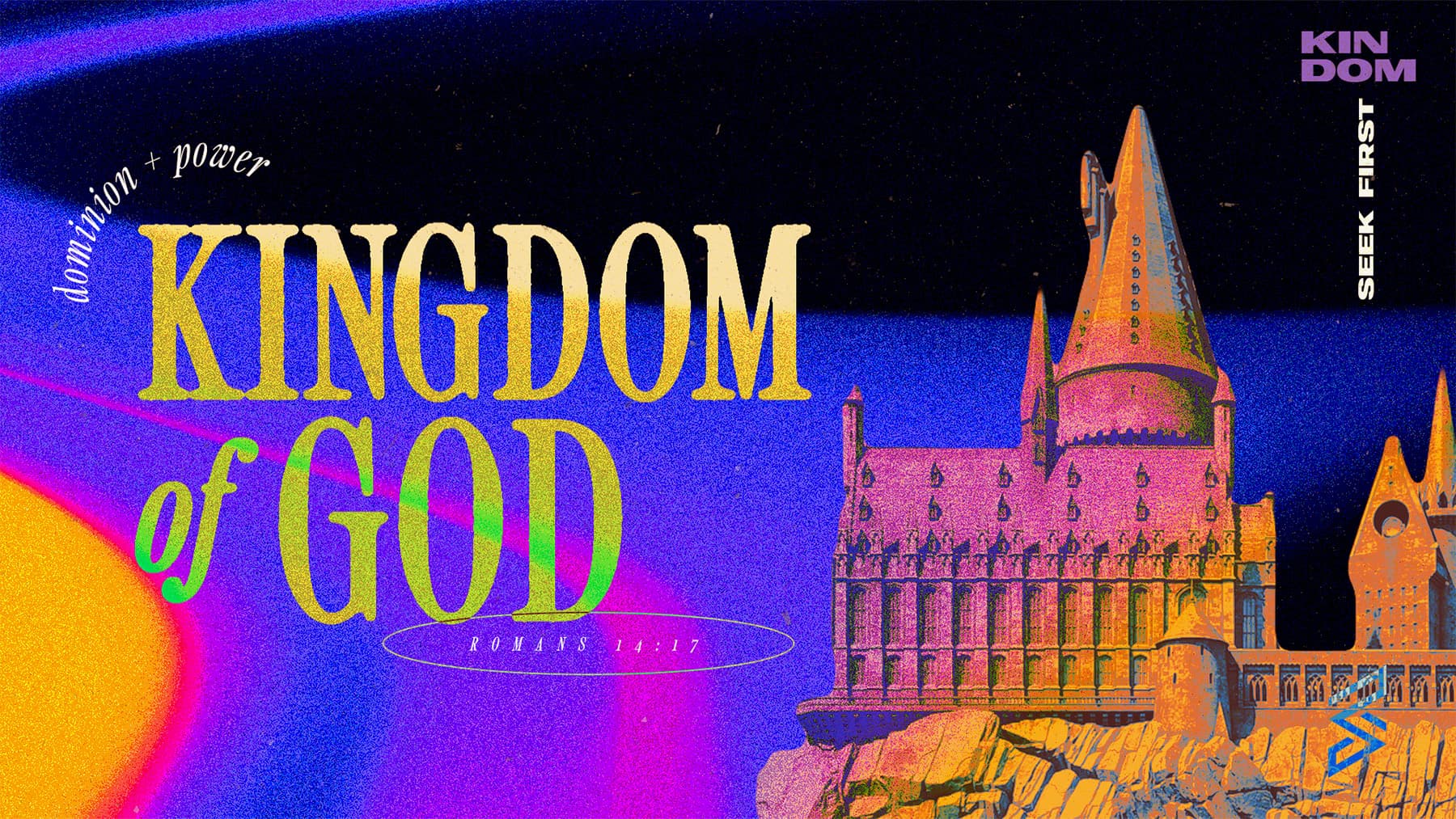 Kingdom of God, colorful castle design.
