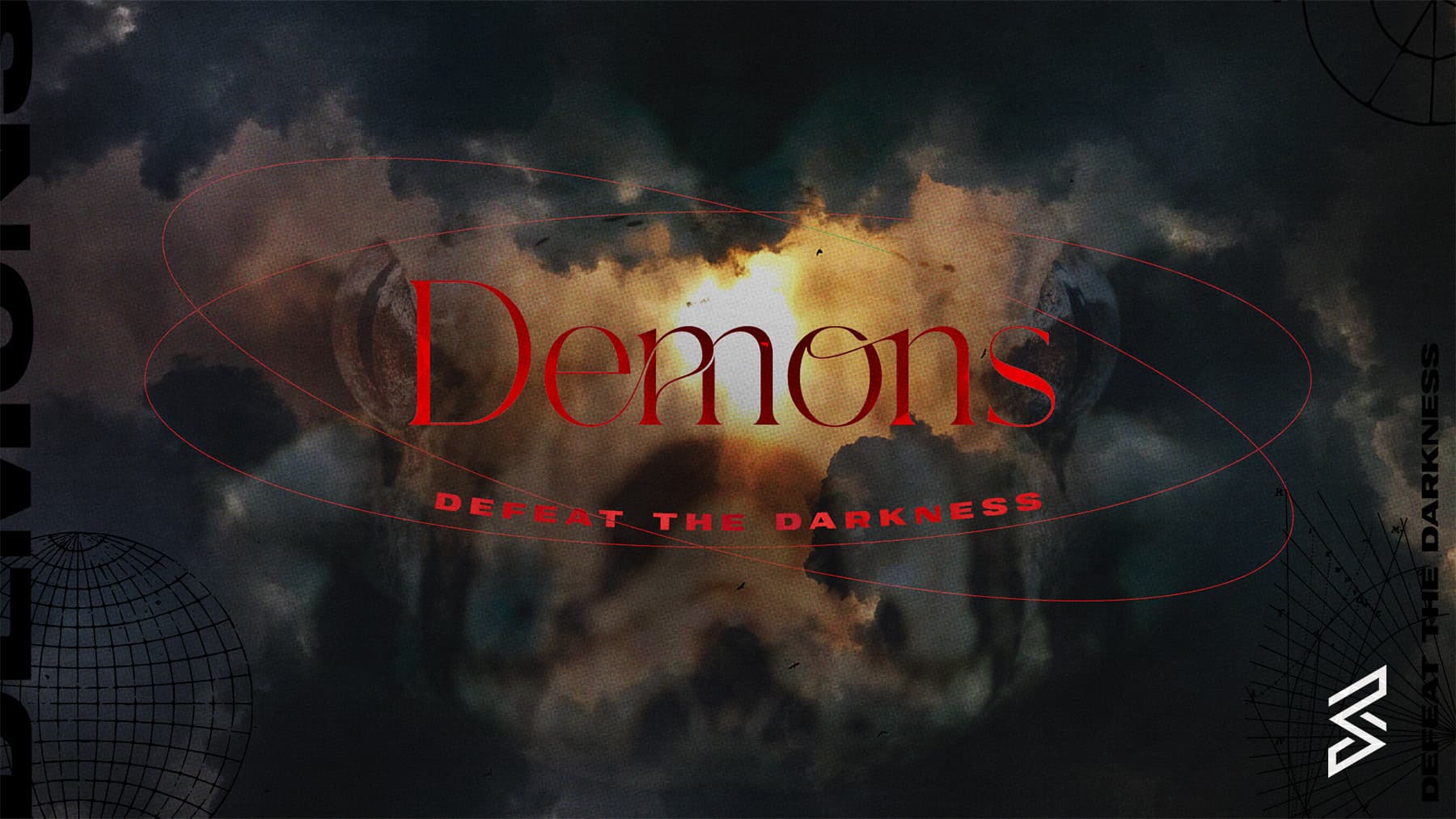 Demons theme: defeat the darkness with circular design