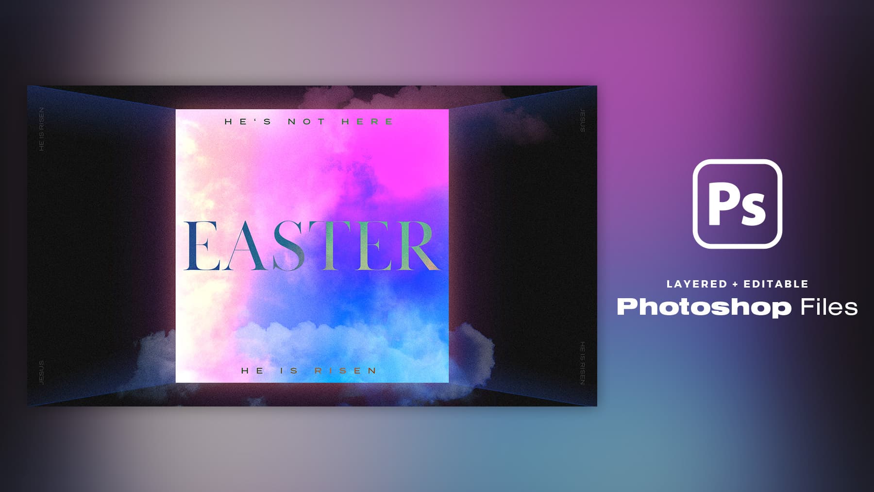 Easter poster with Photoshop editable file option.