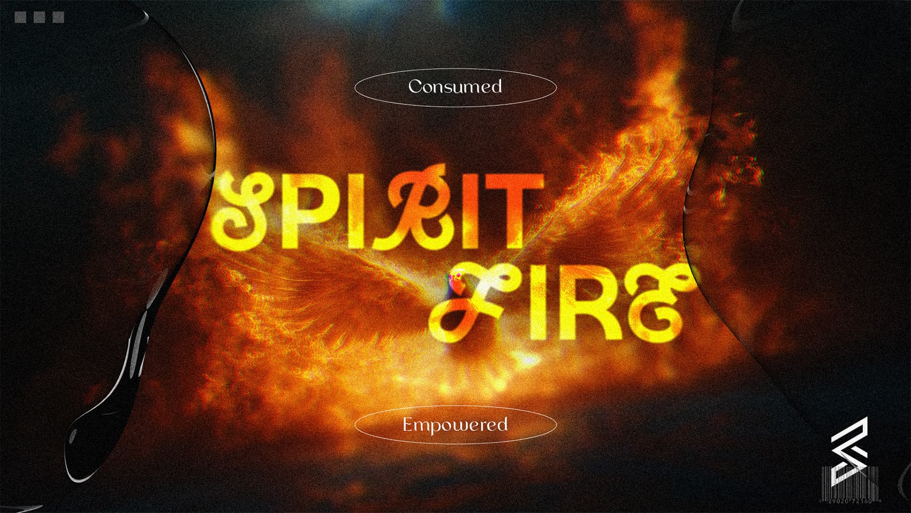 Spirit Fire text with fiery background
