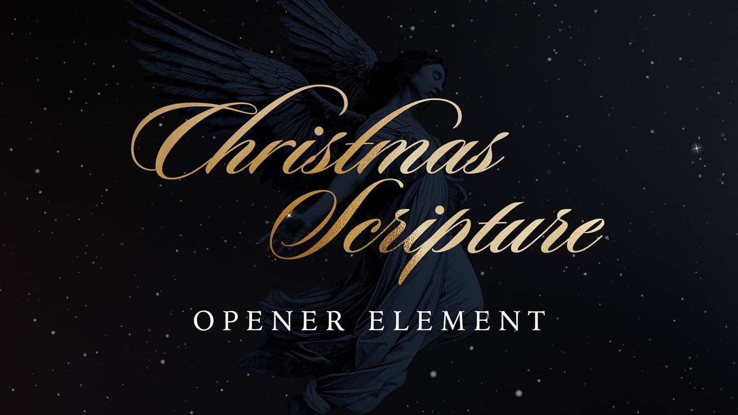 Christmas script with angel, dark background