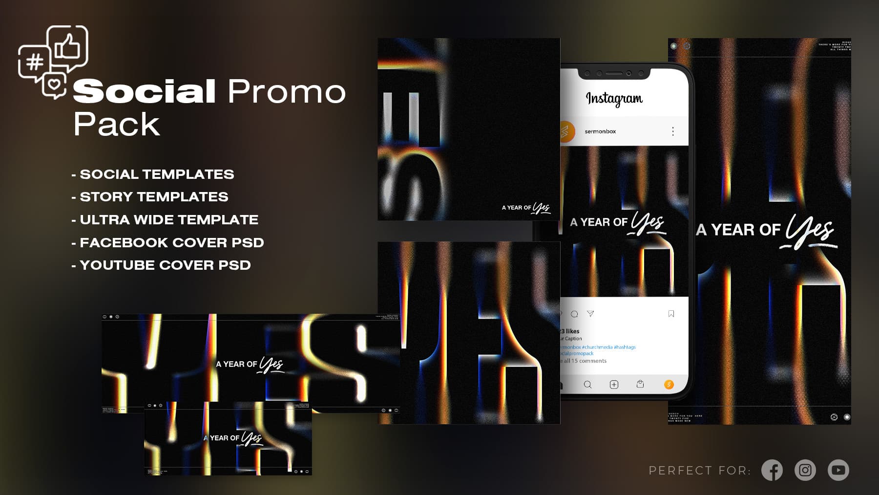 Social media promotional template pack for online branding.