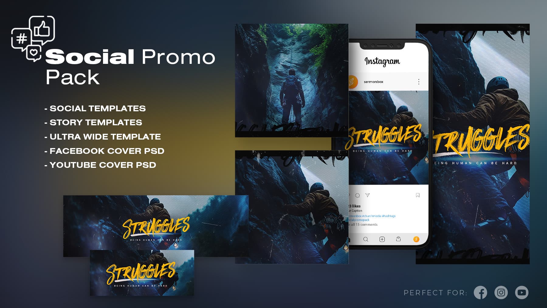 Social promo pack templates for marketing.
