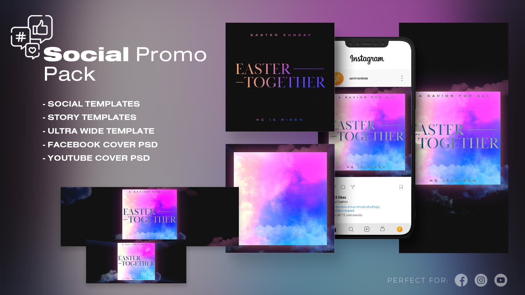 Easter social media promo templates pack